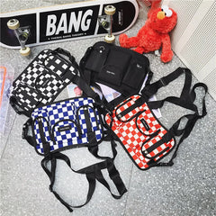 Plaid Techwear Vest Chest Bag Street Waist Backpack