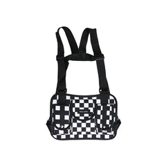 Plaid Techwear Vest Chest Bag Street Waist Backpack