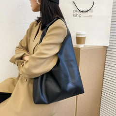 French Style Leather Shoulder Bag Large Capacity Tote Bag