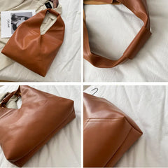 French Style Leather Shoulder Bag Large Capacity Tote Bag