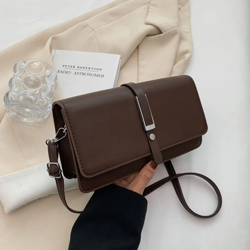 Retro Square Pu Leather Ladies Shoulder Bag Flap Tote Bag