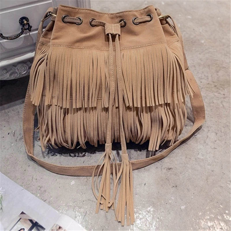 Retro Suede Fringe Women Messenger Bags Tassel Shoulder Handbags
