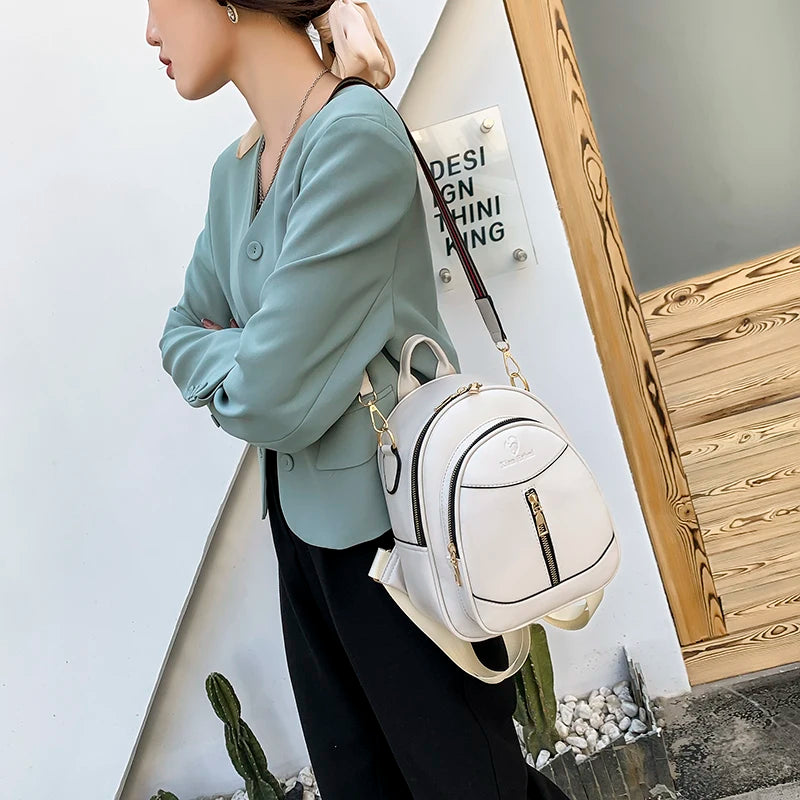 Retro Women's Small Backpack Multifunctional Large Capacity Shoulder Bag