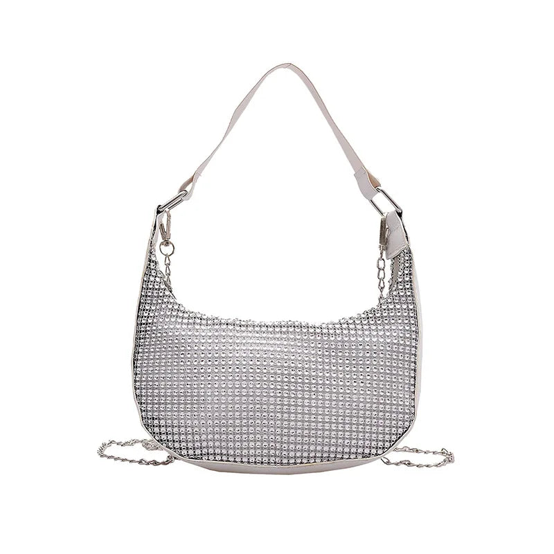 Rhinestone Chain Shoulder Underarm Bag Women Portable Diagonal Handbags