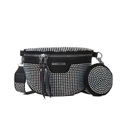 Sequin Rhinestone Shoulder Bag Crossbody Chest Waist Strap Women's Bling Purse