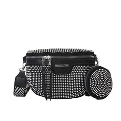 Sequin Rhinestone Shoulder Bag Crossbody Chest Waist Strap Women's Bling Purse