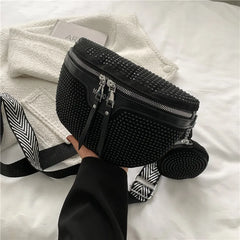 Sequin Rhinestone Shoulder Bag Crossbody Chest Waist Strap Women's Bling Purse