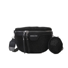 Sequin Rhinestone Shoulder Bag Crossbody Chest Waist Strap Women's Bling Purse