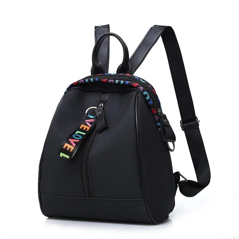 Ribbon Ladies Backpack Bear Cartoon Nylon Waterproof Casual Travel Knapsack