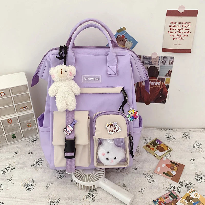 Teenagers Girls Ring Bag Travel Bags Laptop Backpack Women Notebook
