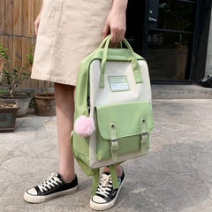 Canvas School Bags for Teenage Girls 5pcs Sets Backpack Women Totes