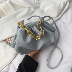 Shoulder Bag Thick Chains Dumpling Clip Purse Bag Women Cloud Underarm Clutch