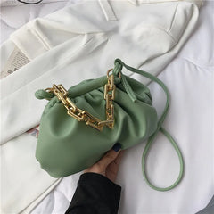 Shoulder Bag Thick Chains Dumpling Clip Purse Bag Women Cloud Underarm Clutch