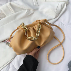 Shoulder Bag Thick Chains Dumpling Clip Purse Bag Women Cloud Underarm Clutch