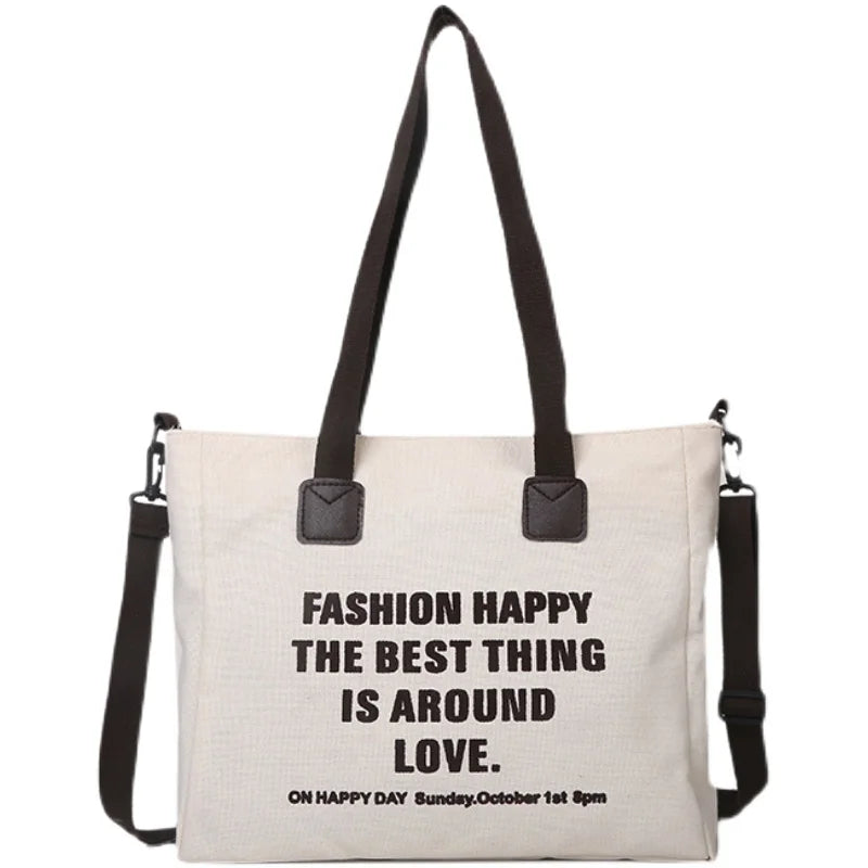 Canvas Tote Bag Women Shopper Shoulder Bag Large Capacity Crossbody Handbag