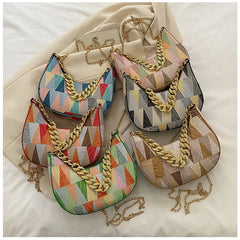 Women's Shoulder Bag with Chains PU Leather Handbag