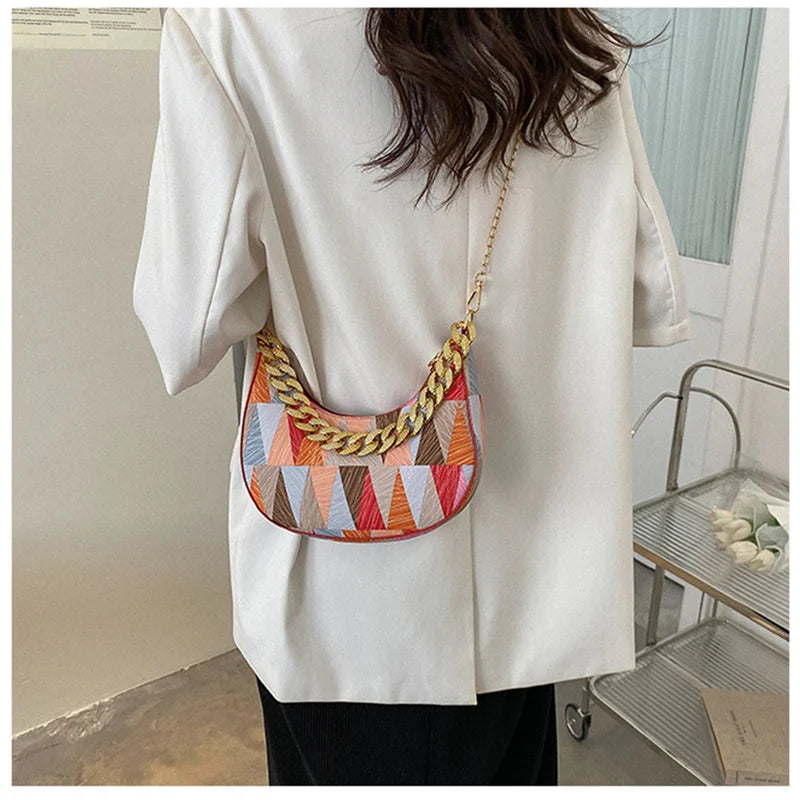 Women's Shoulder Bag with Chains PU Leather Handbag