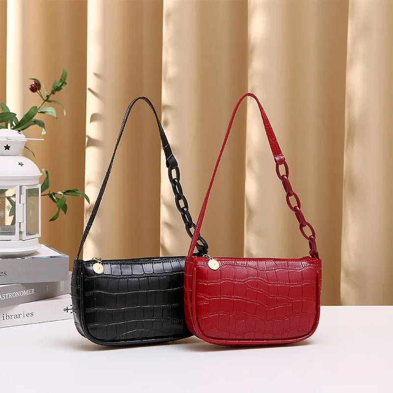 Crocodile Pattern Women Handbag Leather Shoulder Tote Purse