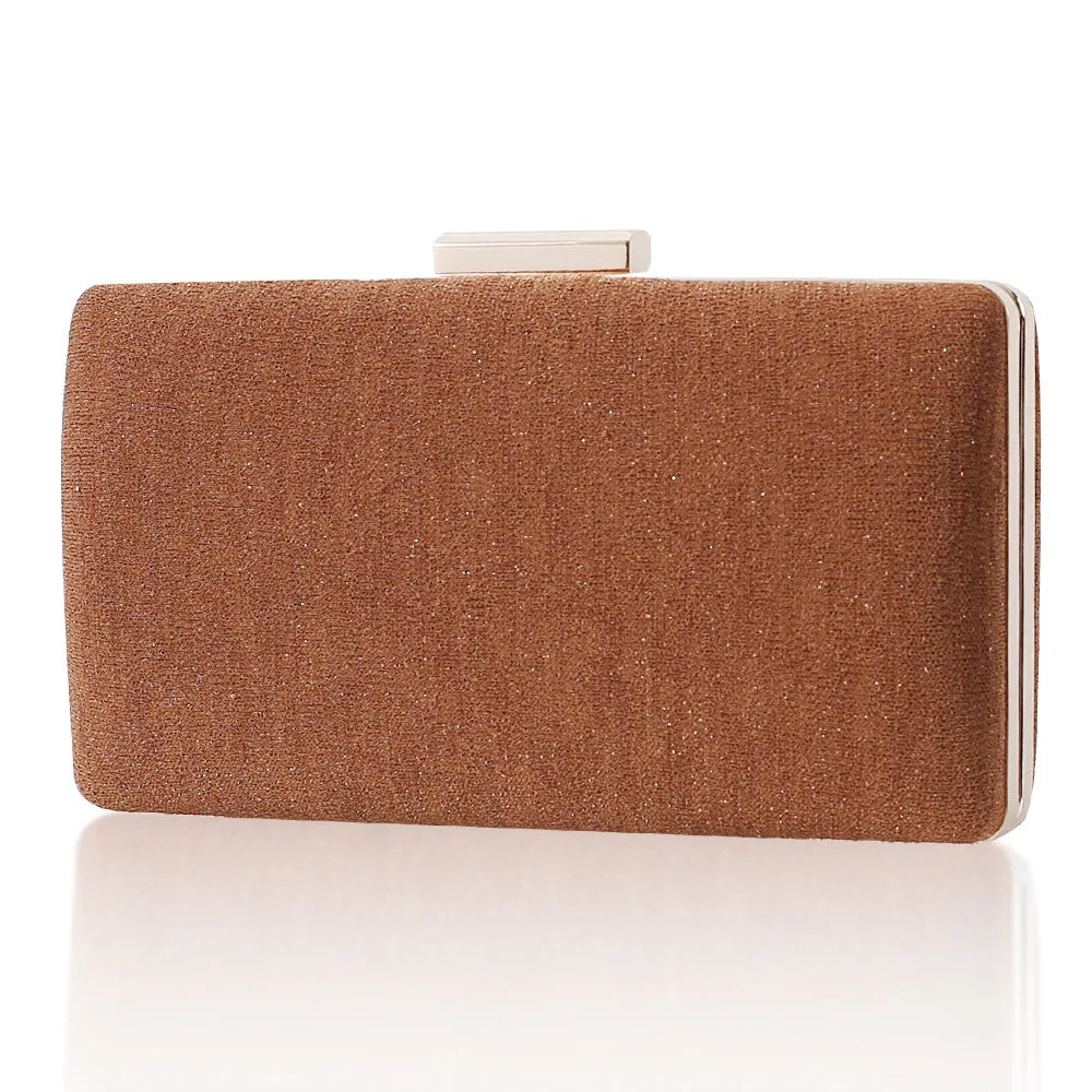 Women Shining Fabric Evening Bag Champagne Party Wedding Clutch Purse