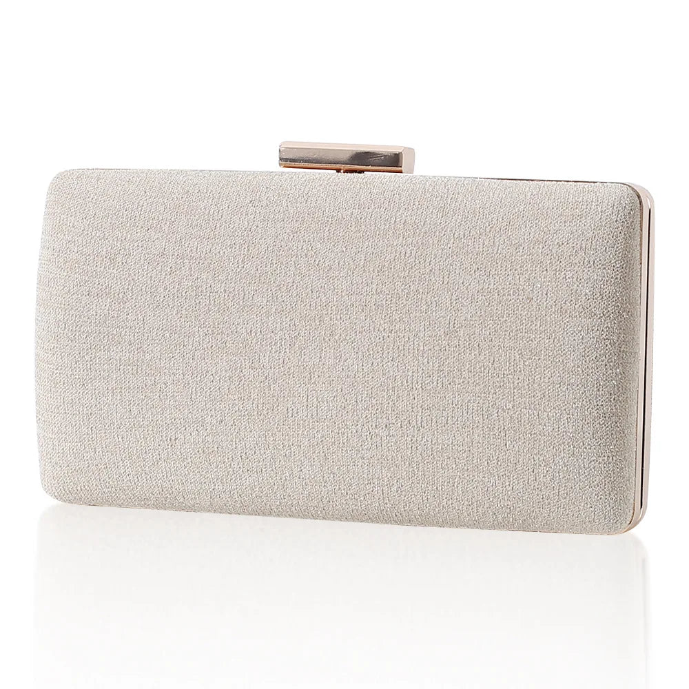 Women Shining Fabric Evening Bag Champagne Party Wedding Clutch Purse