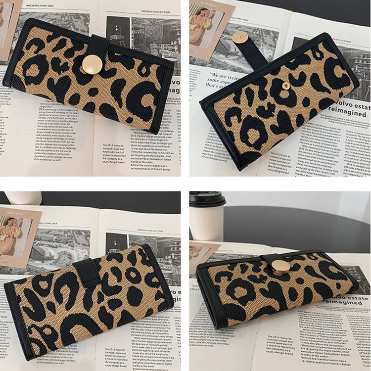 Leopard Print Buckle Clutch Bag for Women