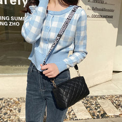 Small Messenger Bag for Women Lingge Embroidery Camera Female