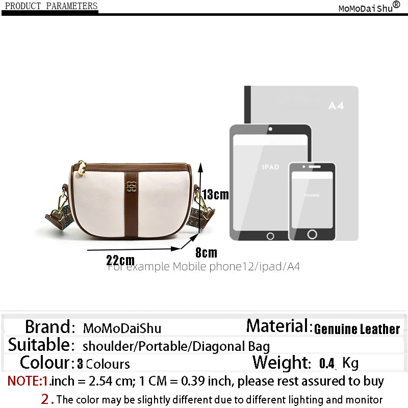 Women's Leather Shoulder Bag Wide Strap Crossbody Phone Purse