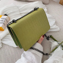 Stone Pattern PU Leather Crossbody Bag Chain Handbag for Women