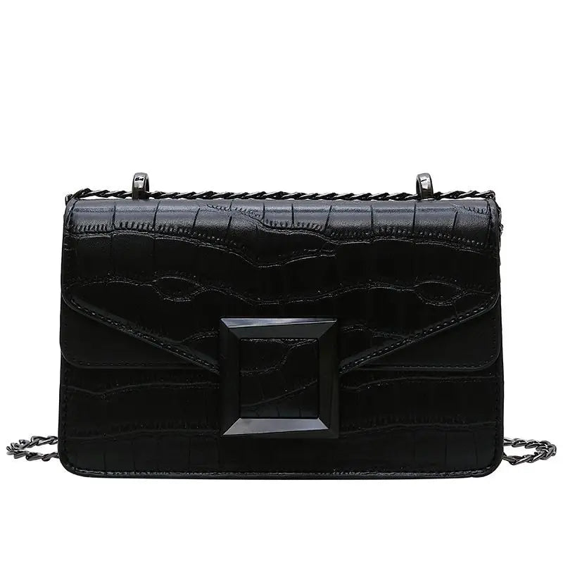 Stone Pattern PU Leather Crossbody Bag Chain Handbag for Women