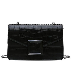 Stone Pattern PU Leather Crossbody Bag Chain Handbag for Women