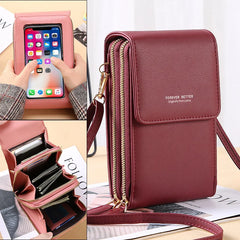 Women's Soft Leather Touch Screen Cell Phone Crossbody Bag