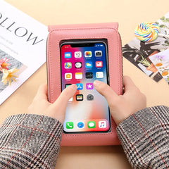 Women's Soft Leather Touch Screen Cell Phone Crossbody Bag