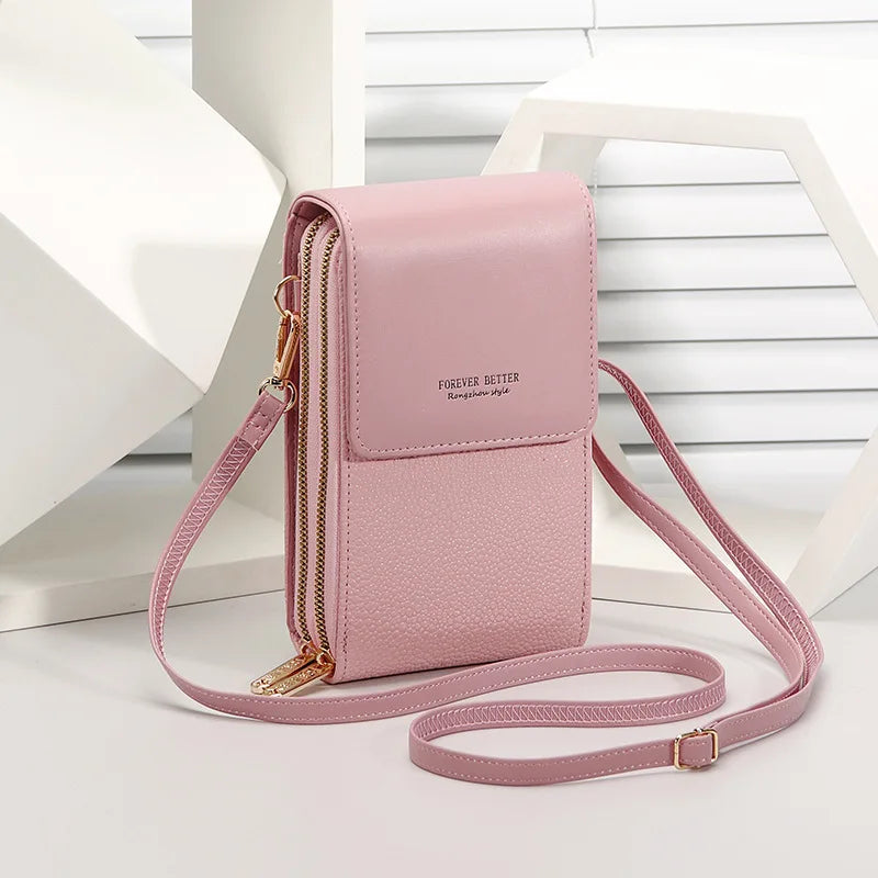 Women's Soft Leather Touch Screen Cell Phone Crossbody Bag