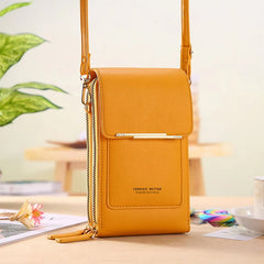 Women's Soft Leather Touch Screen Cell Phone Crossbody Bag