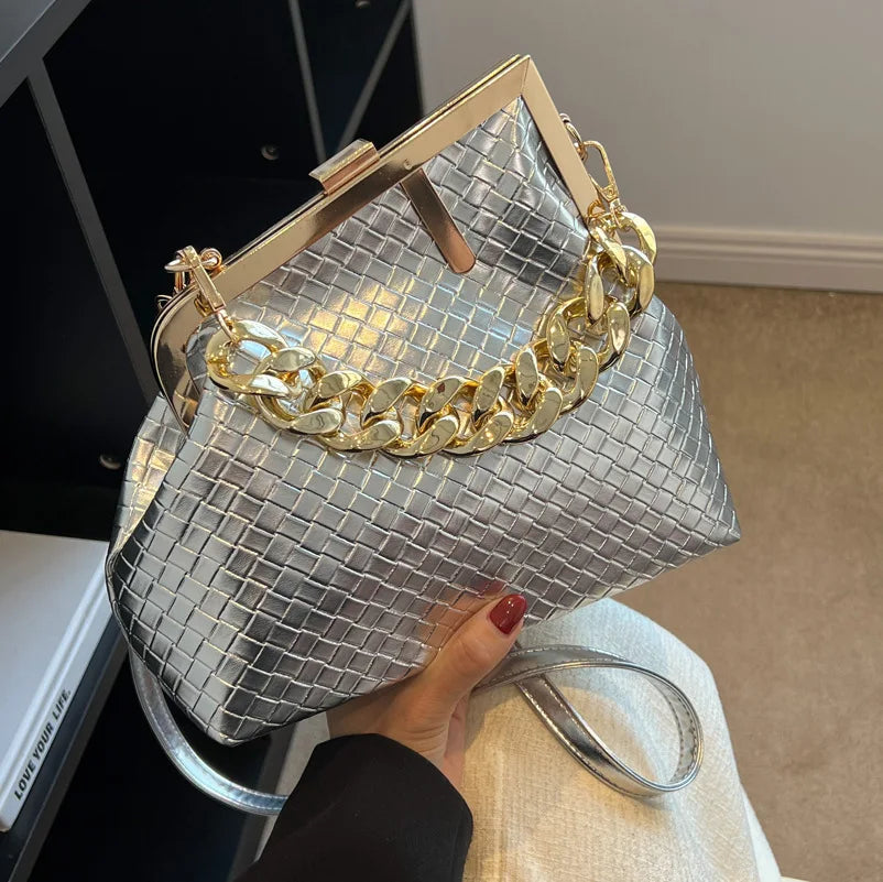Solid Weaving Crossbody Bags Lady Shoulder Bag