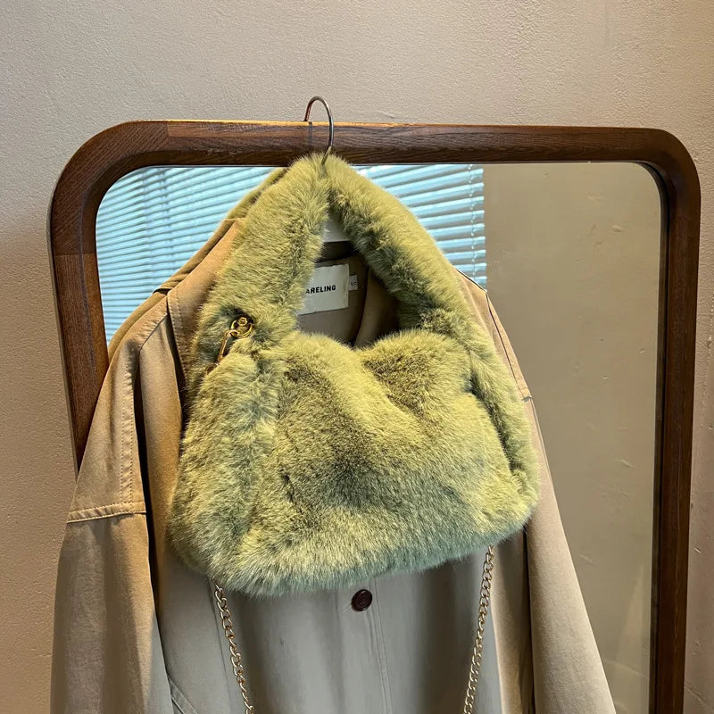 Faux Fur Tote Bag Winter Plush Shoulder Crossbody Bags
