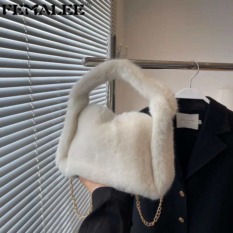 Faux Fur Tote Bag Winter Plush Shoulder Crossbody Bags