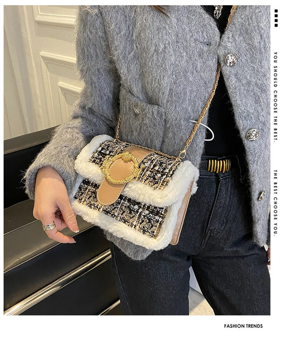Spring Plush Shoulder Bags Women's Crossbody Bag