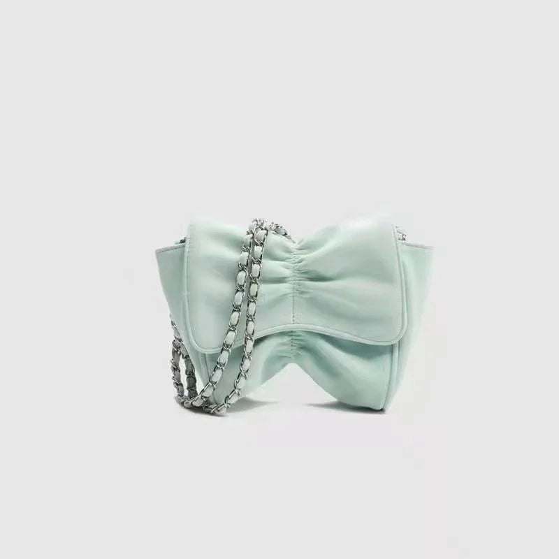 Spring Niche Bow Messenger Bag Casual Crossbody Handbag with Round Purse Pendant