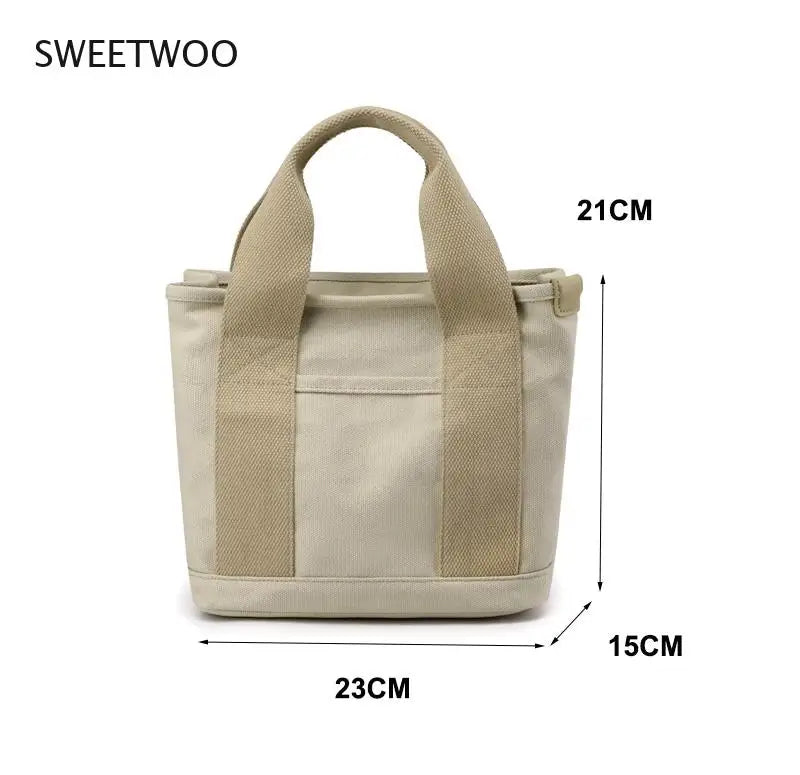 Spring Small Canvas Women Shoulder Bag Travel Outside Shopping Bag