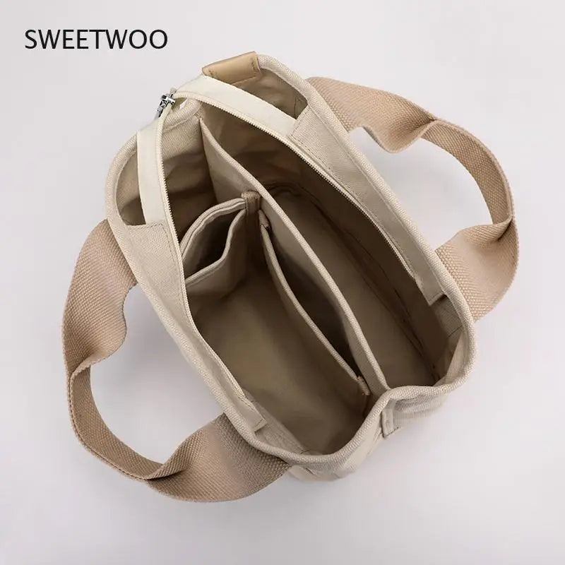 Spring Small Canvas Women Shoulder Bag Travel Outside Shopping Bag