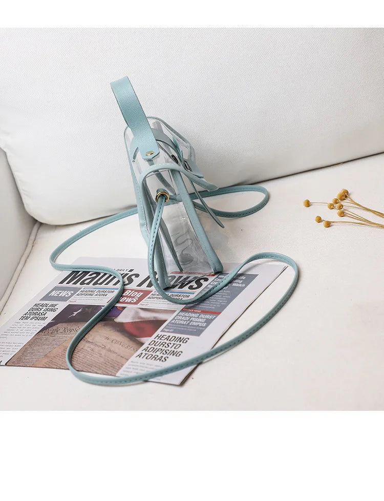 Spring Summer Women's Transparent Square Sling Bag PVC Shoulder Bag