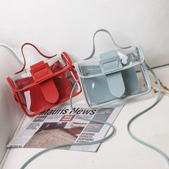 Spring Summer Women's Transparent Square Sling Bag PVC Shoulder Bag