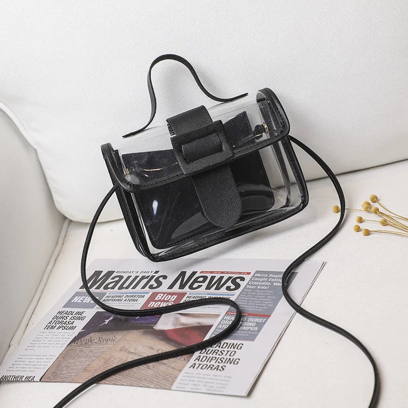 Spring Summer Women's Transparent Square Sling Bag PVC Shoulder Bag
