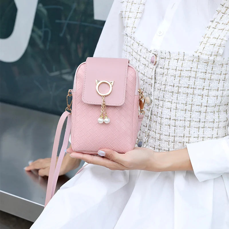 Mini Cross-body Phone Shoulder Bag with Tassel Cover