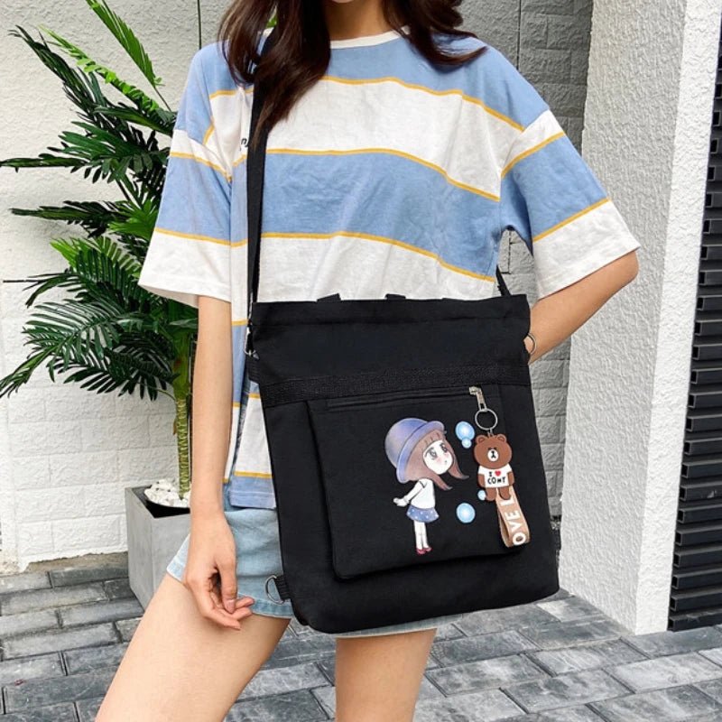 Bubble Girl Style Shoulder Canvas Bags for Campus College Student