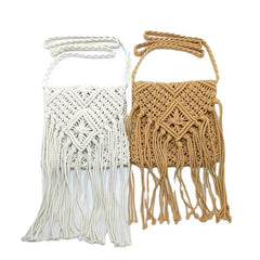 Vintage Hand Woven Messenger Bag Beach Tassel Shoulder