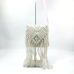 Vintage Hand Woven Messenger Bag Beach Tassel Shoulder