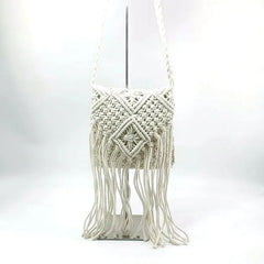 Vintage Hand Woven Messenger Bag Beach Tassel Shoulder