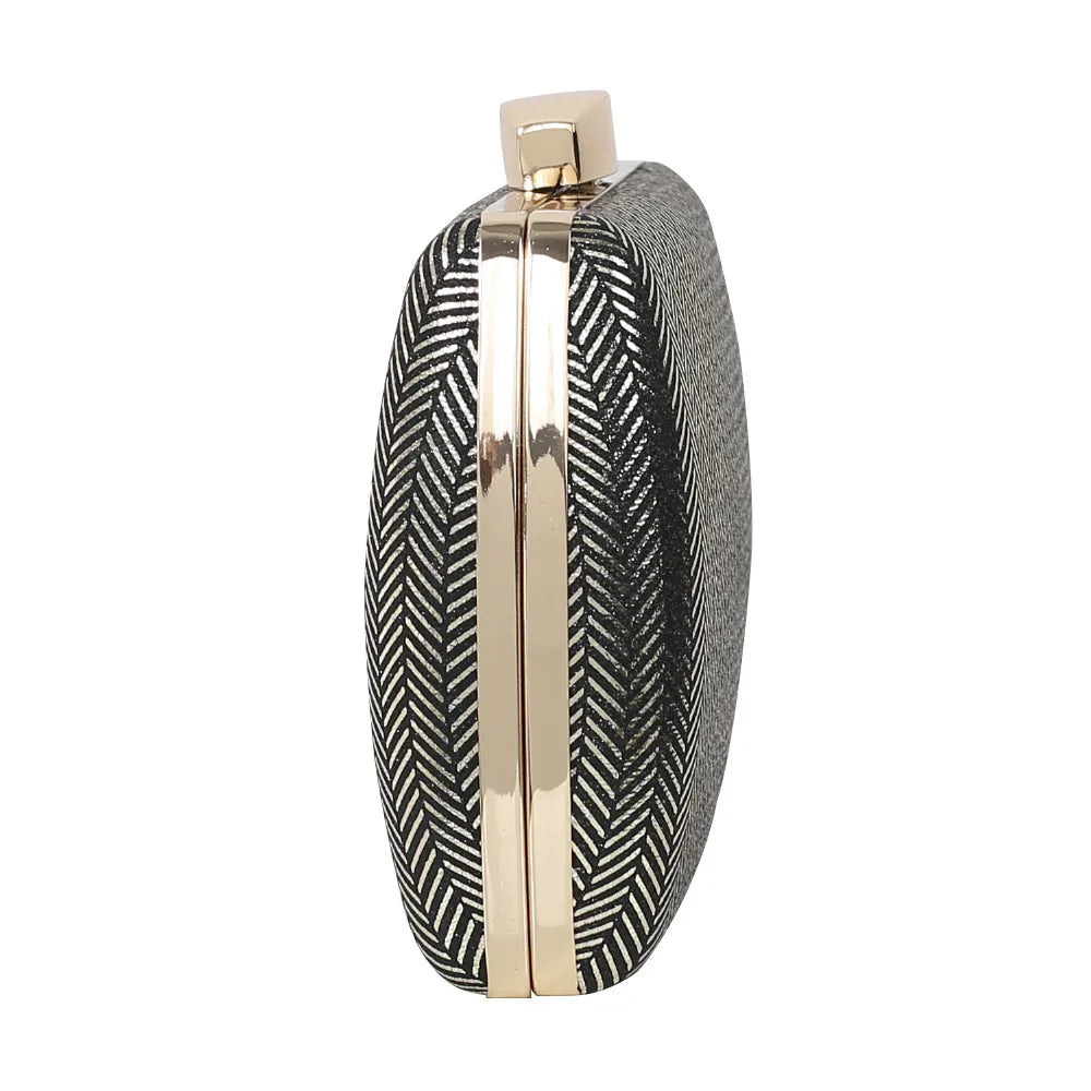 Striped Grey Pink PU Clutches Bag Phone Purse Handbag Women